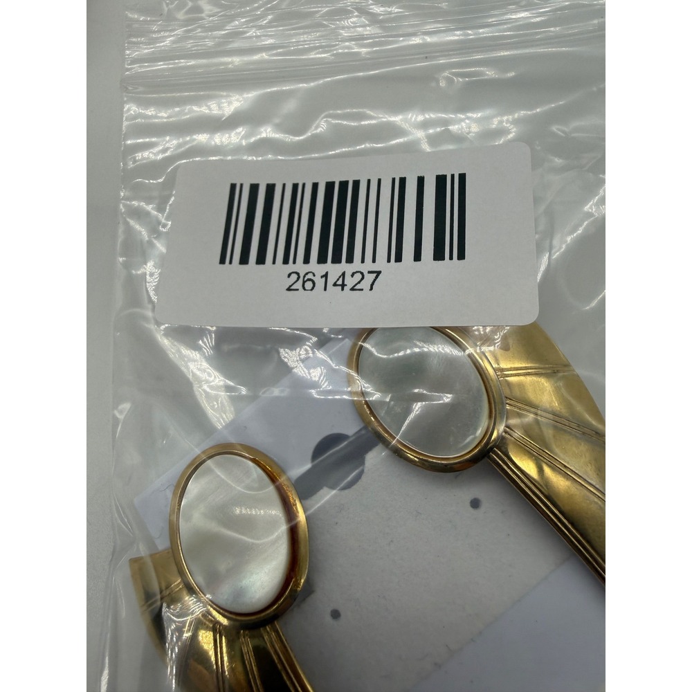 Vintage Gold Tone Faux Pearl Wing Clip On Earrings Statement Geometric Retro - Picture 5 of 5